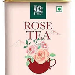 The Pahadi Story Rose Green Tea 50gm - Grade A Dried Rose Petals with Whole Green Tea Loose Leaves | Natural Flavour image 1