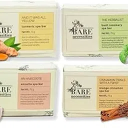 Bare Necessities Handmade Bath Soap | Pack of 4 Cold Processed Soaps |Turmeric Glow, Nourishing Rosemary, Refreshing Orange, Exfoliating Annatto | For Men and Women | 75g each-picture-30