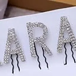 SHINE SCRUNCHIES Handmade Bride Pearls and Rhinestones Juda Pin For Women| Elegant U-shaped Hair Fork Wedding Hair Accessories | Pack Of 1 (5 name speling only this price 7 name speling extra 30 RS)-picture-39