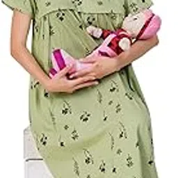 litelooks clothing Litelooks Women Cotton Printed Maternity Nursing & Feeding Calf Length Nighty with Pocket.-picture-48