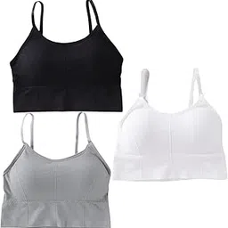 tood fashion Women's Cotton Blend Adjustable Strap Full Coverage Lightly Padded Soft Sports Bra Combo of 3-picture-29