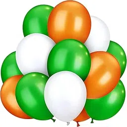 Vail Creations Tri Color Orange White Green Balloons for Decoration celebration Pack of 50(Metal)-picture-15