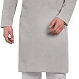 amazon brand - anarva Men's Handloom Cotton Solid Kurta Pajama Set Round Neck Casual Dress-picture-26