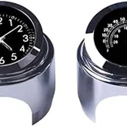 Surakey 2PCS Motorcycle Handlebar Clock Thermometer Waterproof Universal 7/8" 1 Inch Motorbike Handlebar Mount Clock and Thermometer Temp for 22mm-25 Handlebar (Black)-picture-45