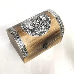 Handcrafted Half Round Wooden Treasure Box Vintage Wooden Storage Chest For Keepsakes And Jewellery Decorative Wooden Keepsake Box for Gifting and Decor By Devotional Ind-picture-10