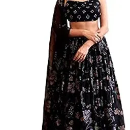 purvaja Women's Georgette Lehenga Choli Semi-Stitched-picture-31