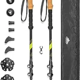 Cascade Mountain Tech Carbon Fiber Quick Lock Trekking Poles Royal Blue Graphics with Cork Handle-picture-31