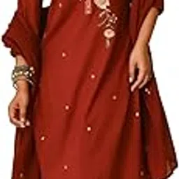 anni designer Women's Rayon Viscose Straight Embroidered Kurta with Pant & Dupatta-picture-25