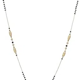 meira jewellery Stylish Gold-Plated Mangalsutra Necklace with AD Stone Studded Modern Pendant, Ethnic Traditional Black Beaded Contemporary Fashion Tanmani Chain Jewellery Gift for Women and Brides-13-picture-35