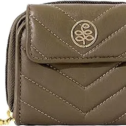 eske Medina - Small Zip Around Wallet - Genuine Quilted Leather - Holds Cards, Coins and Bills - Compact Design - Pockets for Everyday Use - for Women (Light Taupe)-picture-34