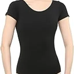 IKAANYA Women's Short Sleeves Cotton Leotard or Bodysuit - Ideal for Ballet, Dance, Gymnastics, Yoga, Performance-image-1