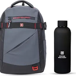 Swiss Military Diwali Gift Combo | 30L Laptop Travel Backpack For 15.6 Inch Laptop With Anti-Theft Pocket, Luggage Strap + 480ml Hydra Flask Stainless Steel Insulated Bottle For Hot & Cold Drinks-picture-23