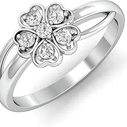 kuberbox 14KT White Gold Graceful Diamond Heart Ring for Women-picture-10