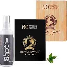 ROYAL SWAG Herbal Cigarettes 100% Tobacco Free and Non Nicotine(Pack Of 40 Sticks) Regular, Clove Flavoured With Anti Addiction Mouth Spray 100 ml Shot(Tobacco Alternatives/Substitutes)-picture-50