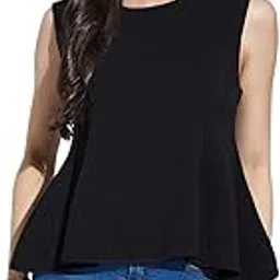 selvia Women Lycra Solid Top Regular fit Peplum Top Round Neck Sleeveless Stylish Top-picture-42