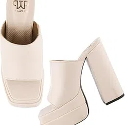 the white pole Ravishing Comfortable Slip on Block Heels Light Weight Trendy Chunky High Heels for Women & Girls-picture-24