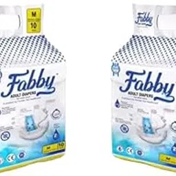 Fabby Premium Adult Diapers for Unisex | Tape Style | Minimum 2 Litres Absorption | Anti-Bacterial, Waist Size (28-43 Inch) - Medium Size - 20 Count-image-1