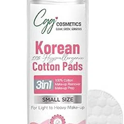 CGG Cosmetics Korean Makeup Remover Cotton pads Hypoallergenic 100% Small size (pack of 1) - 80qty-image-4