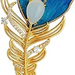 Fashion Jewellery Aqua Gold Polished Copper Trendy Zircon Saree Brooch, Best for Bridal Wear & Special Occasion - 449567-image-52