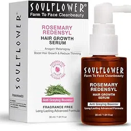 Soulflower Hair Growth Serum, Rosemary Oil, 3% Redensyl, 4% Anagain, Caffeine, Melanogray, Biotin, Rice Water, Clinically Tested on Real people, Hair growth & Hair fall control for Women & Men | 30ml-image-90