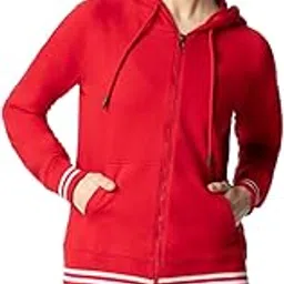 Women's Winter Hoodie with Stripe Rib Detail - Sporty Raglan Sleeve | Spacious Side Pockets | Full Zipper | Sweatshirts for Women | Casual Winterwear-image-13