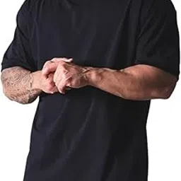o3e || T-Shirt for Men Oversized FIT Drop Shoulder Half Sleeves Round Neck Solid Cotton ||-picture-21