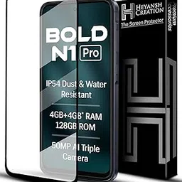 HEYANSH CREATION Tempered Glass Screen Protector Compatible for Lava Bold N1 Pro with Edge to Edge Coverage and Easy Installation Kit, Pack of 1, Black-picture-33