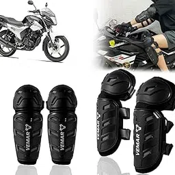 Auto Pearl Motorcycle Knee Shin Guards Elbow Pads, 4 in 1 Monstor Style Knee Shin Safe Protection Armor for Moto Cycling Racing compatible with SZ-RR (Black, 4Pcs)-picture-11