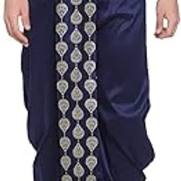 Men's Cream Silk Blend Embroidered Dhoti Ready-to-Wear Traditional Dhoti with Golden Embroidery for Weddings, Festivals, and Casual Wear-image-17