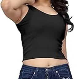 Women’s Ribbed Sleeveless Crop Top | Stylish Stretchable Tank Top for Casual Party Trendy Fitted Top for Girls and Women-picture-11