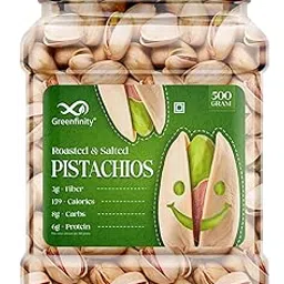 GreenFinity Fresh Whole Roasted Salted Pistachios | Salted Pista With Shell - Jar Pack - 500 Gram-image-71