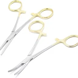 Gold Handle Premium Quality Kelly Hemostatic Forceps Straight + Curve 5.5" (Laja Imports Brand) Educational 2pcs-picture-63