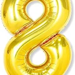 Flyloons 8 number Golden Foil Balloon 16 inch Size Birthday Decoration Items Pack of 1 | 8th Year Balloons | Eight-picture-18
