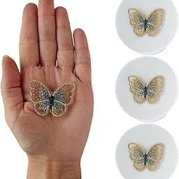 S.A.V.I 3 PCS. Butterfly Embroidered Appliqué Patches, Sew-On, Lightweight, 4.1 x 3.2 cm, Ideal for DIY Clothes, Dresses, Scarves, Bags, Accessories, Crafts (Beige)-picture-16