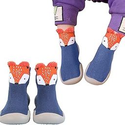 BEMBIKA Baby Sock Shoes - Soft, Stretchy, Cotton Baby Sock Shoes for Infants - Baby Booties with Socks for Children, Ideal Kids Walking Sneakers Floor Socks for Indoor Use-(Blue Fox Size 24-25)-picture-12