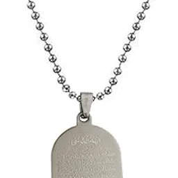 Religious Quran Islamic Allah Muslim Islamic Jewelry Arabic Aayat Al Kursi Prayer Ramadan Gift Silver Stainless Steel Necklace Chain for Men and Women-image-68