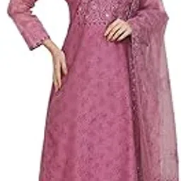 biba Women's Purple Net Hand Embroidered Unstitched Suit Set-picture-19