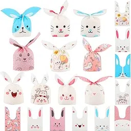 Birthday Popper 50 Pcs Animal Ear Gift Pouches (Large 26.5 x 15.5 cm) – Assorted Bunny-Ear Designs for Return Gifts, Chocolates, Cookies, Jewelry – Cute Reusable Gift Bags-image-0