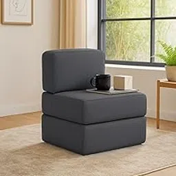 PumPum 24-Inch EPE Foam Single Seater Sofa Cum Bed Couch – Compact, Lightweight & Foldable Floor Couch for Home (Grey)-picture-13