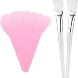 Nyamah Sales 8pcs Cosmetic and Waxing Spatulas with 2PCS Facial Mask Brushes Applicator for Home and Salon Beauty Tool Random Color-image-12