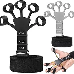 HENIJ® 2 Pcs New Grip Strength Trainer, Finger Strengthener, 6 Resistant Level Finger Exerciser, Hand Strengthener for Strength Training, Finger Flexion Extension Training, Black & Grey-picture-27