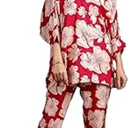 libas Women's Silk Blend Co-Ords (36844O_Red-picture-7