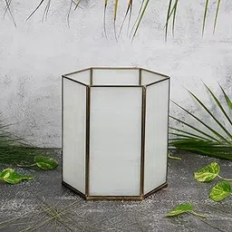 Faceted Hexagonal Hurricane Candle Holder | White Glass Votive for Tealight | Decorative Centerpiece for Home, Party & Festive Décor (Small)-picture-12