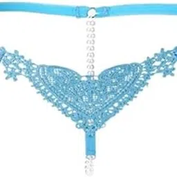 ujeavette 2xWomens Thin Lacy Pearls Hollowed Out Sexy Thong G-String Panties Blue-picture-48