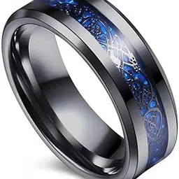 Men Valentine Smart Temperature Combo Ring Silver & Black (IR6266)-image-6