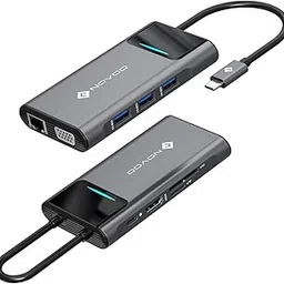 Novoo By Realme Techlife 9in1 USB C with 4K @30Hz HDMI & VGA & 3USB 3.0 & SD/TF Slot & 100/1000M Ethernet & USB-C PD100W & USB 2.0, for 2016-20 MacBook Pro, Samsung S8,S9,S10,Huawei Mate and USB C Laptop and SmartphoneB (NBR-9IN-1Pro)-image-7