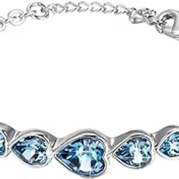 Bracelet for Women and Girls A5 High Grade Crystal Bracelets for women | SIlver Toned Valentine Special Heart Bracelet | Birthday Gift For girls and women Anniversary Gift for Wife-image-61