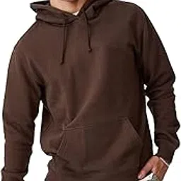paklon Men's Casual Plain Solid Relaxed Fit Cotton Hoodie| Oversized Hoodies (M, Brown)-picture-15