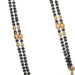 Gold Tradition Designer and Stylish Gold Plated 30 inch long Tanmaniya for Women/Girls Brass Mangalsutra Desihn no Mangalsutra6 COMBO OF 2-picture-11