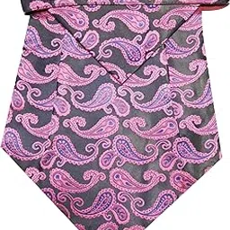riyasat Paisley Design Pink & Black Color Cravat Ascot Tie for Men Self Tie Necktie and Pocket Square Wedding Business(CRAVAT_12)-picture-11